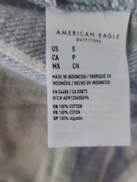 American Eagle Light Purple Plaid Button-Up Shirt - Picture 4 of 4